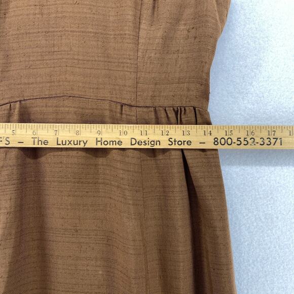 BONWIT TELLER Dress S Brenner Couture Canvas Midi Shift Brown Vintage - Picture 13 of 16